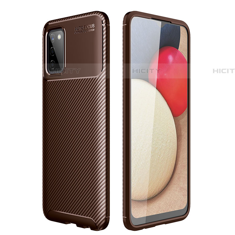 Coque Silicone Housse Etui Gel Serge pour Samsung Galaxy A03s Marron Plus