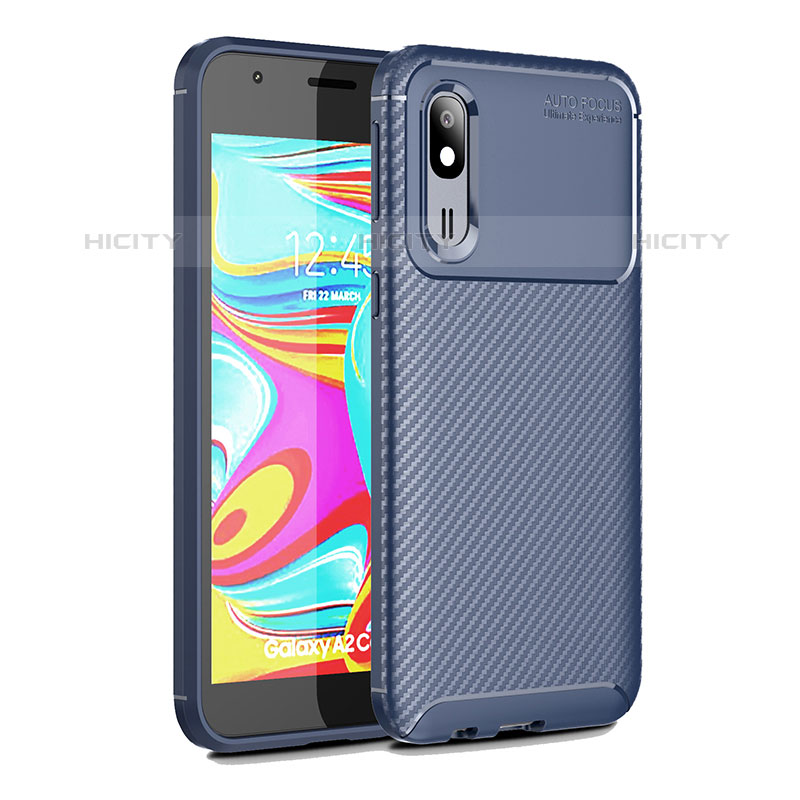 Coque Silicone Housse Etui Gel Serge pour Samsung Galaxy A2 Core A260F A260G Bleu Plus