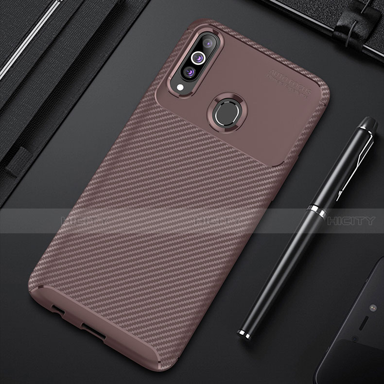 Coque Silicone Housse Etui Gel Serge pour Samsung Galaxy A20s Marron Plus