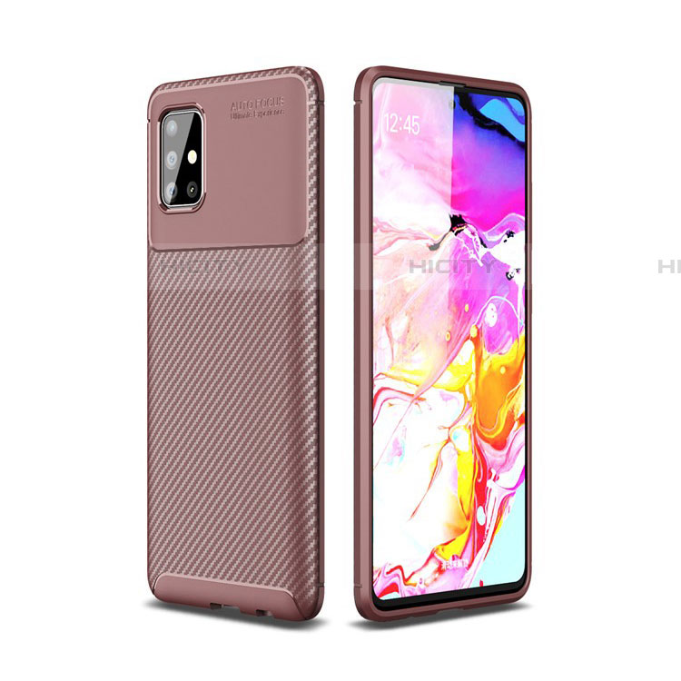 Coque Silicone Housse Etui Gel Serge pour Samsung Galaxy A51 5G Marron Plus