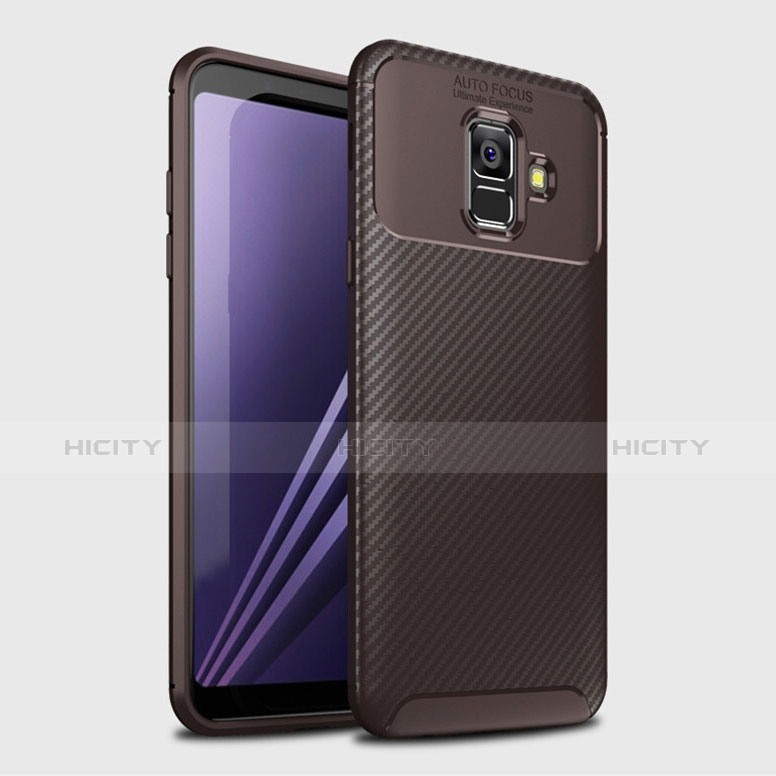 Coque Silicone Housse Etui Gel Serge pour Samsung Galaxy A6 (2018) Marron Plus