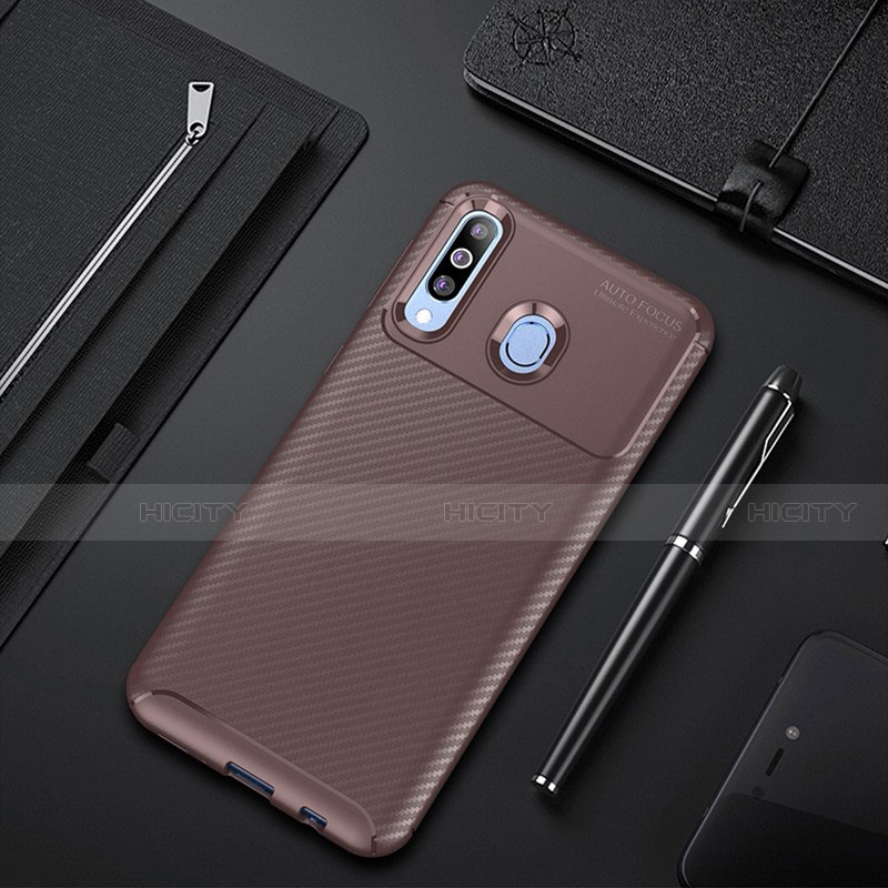 Coque Silicone Housse Etui Gel Serge pour Samsung Galaxy A60 Marron Plus