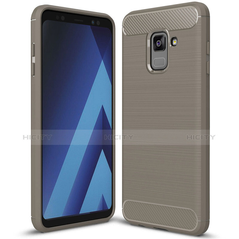 Coque Silicone Housse Etui Gel Serge pour Samsung Galaxy A8+ A8 Plus (2018) A730F Gris Plus