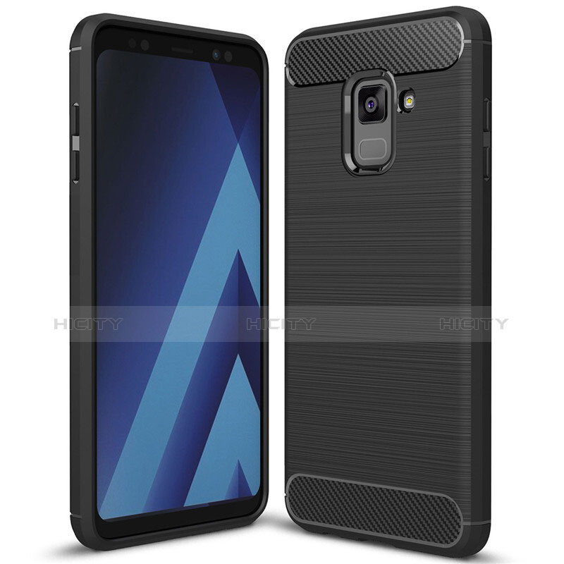 Coque Silicone Housse Etui Gel Serge pour Samsung Galaxy A8+ A8 Plus (2018) A730F Noir Plus