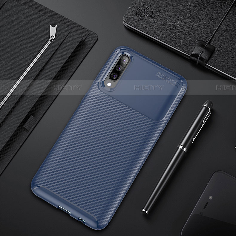 Coque Silicone Housse Etui Gel Serge pour Samsung Galaxy A90 5G Bleu Plus