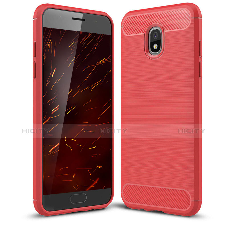 Coque Silicone Housse Etui Gel Serge pour Samsung Galaxy Amp Prime 3 Rouge Plus