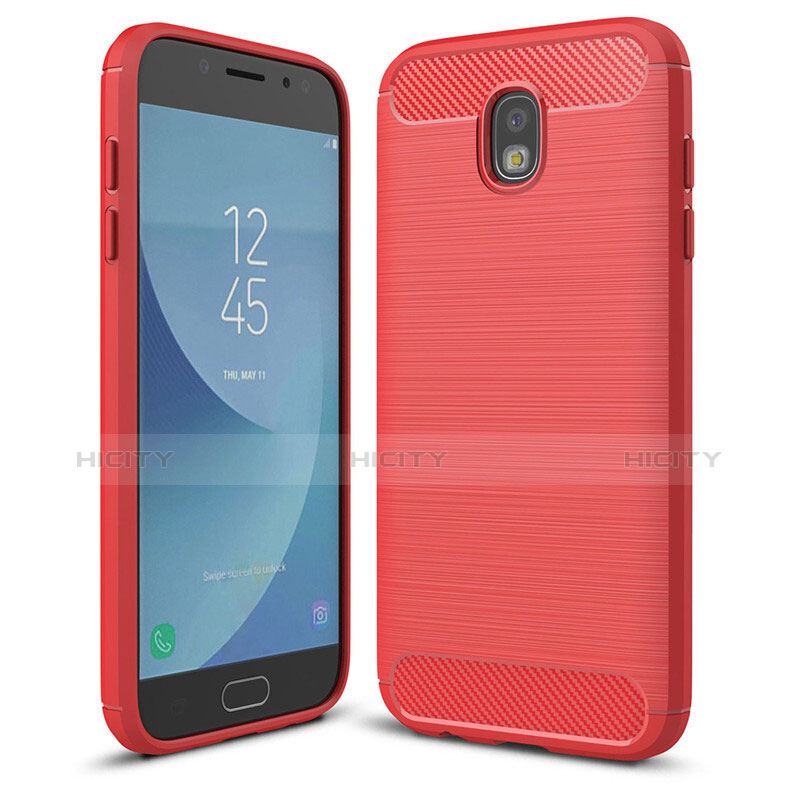 Coque Silicone Housse Etui Gel Serge pour Samsung Galaxy J5 (2017) SM-J750F Rouge Plus