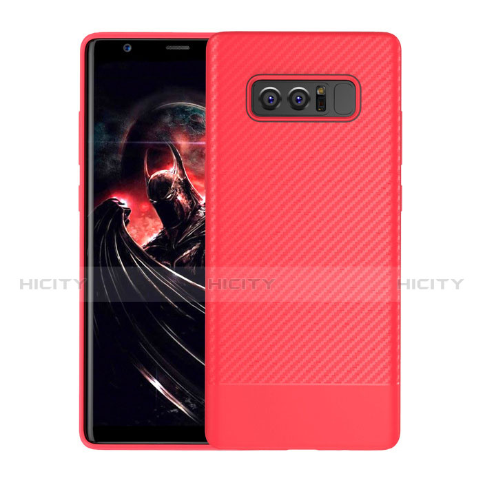 Coque Silicone Housse Etui Gel Serge pour Samsung Galaxy Note 8 Duos N950F Rouge Plus