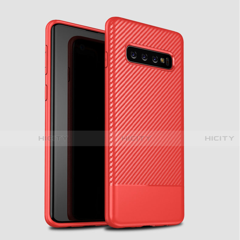 Coque Silicone Housse Etui Gel Serge pour Samsung Galaxy S10 5G Rouge Plus