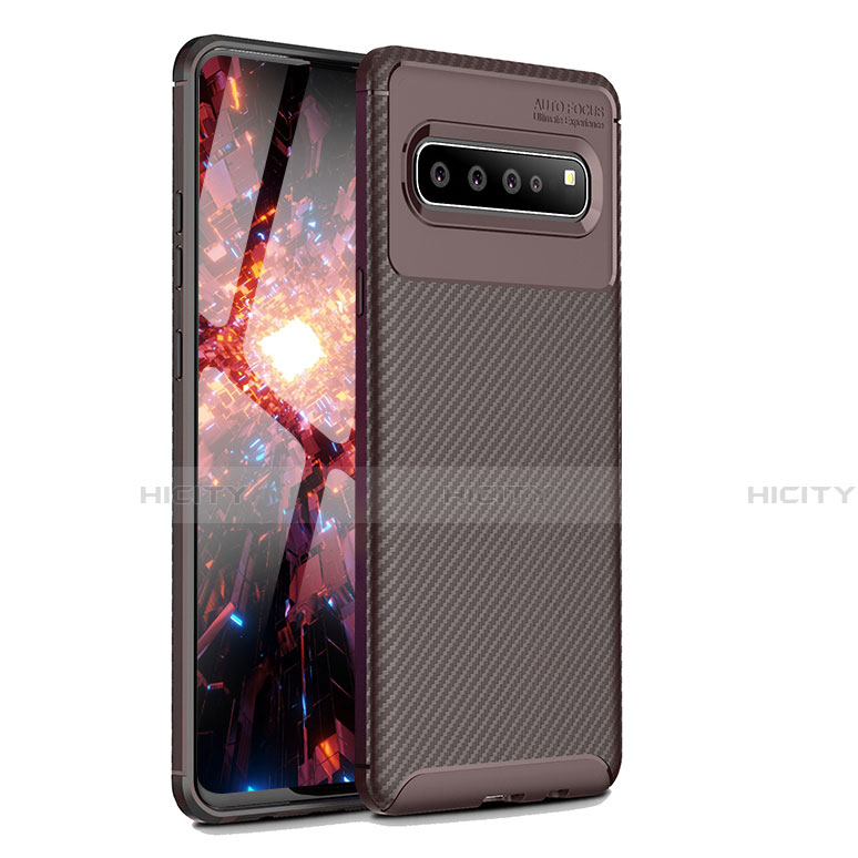 Coque Silicone Housse Etui Gel Serge pour Samsung Galaxy S10 5G SM-G977B Marron Plus