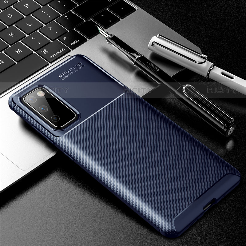 Coque Silicone Housse Etui Gel Serge pour Samsung Galaxy S20 Lite 5G Bleu Plus