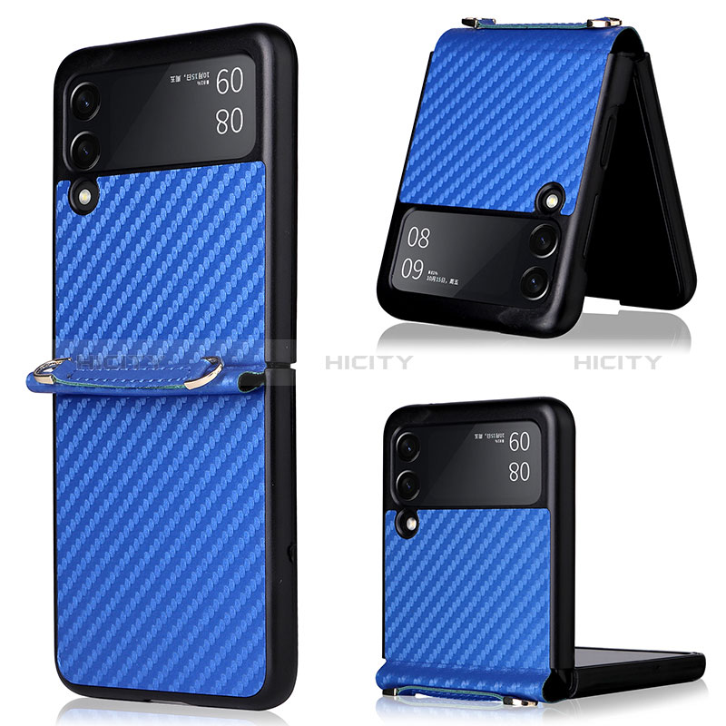 Coque Silicone Housse Etui Gel Serge pour Samsung Galaxy Z Flip3 5G Bleu Plus