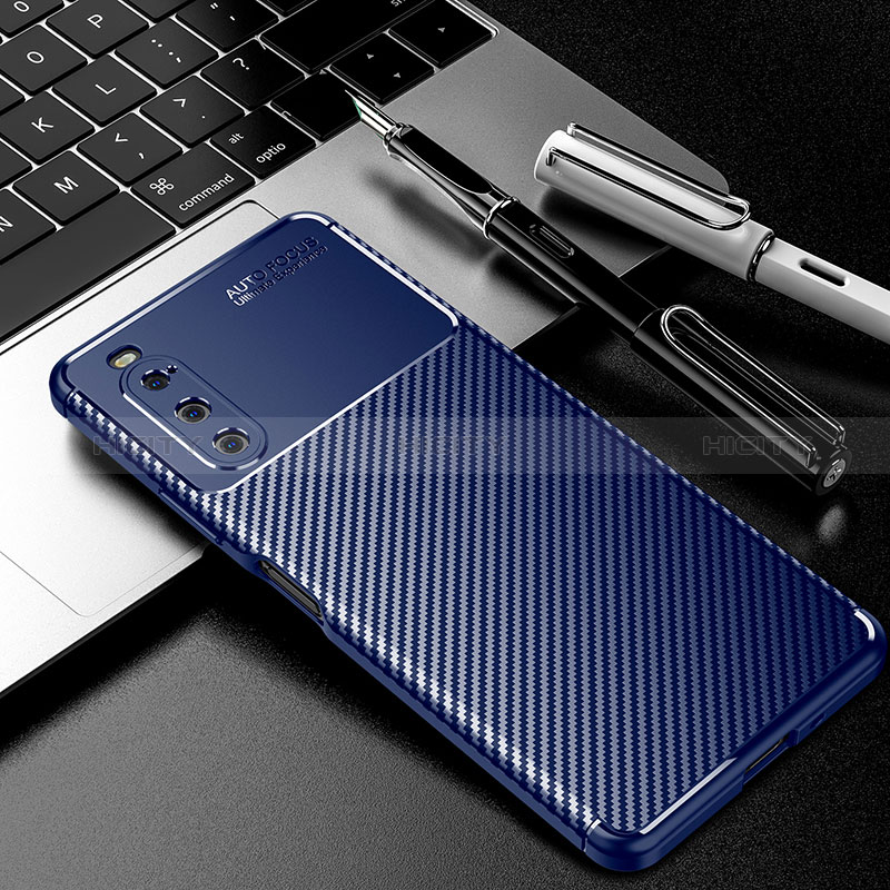 Coque Silicone Housse Etui Gel Serge pour Sony Xperia 10 V Bleu Plus