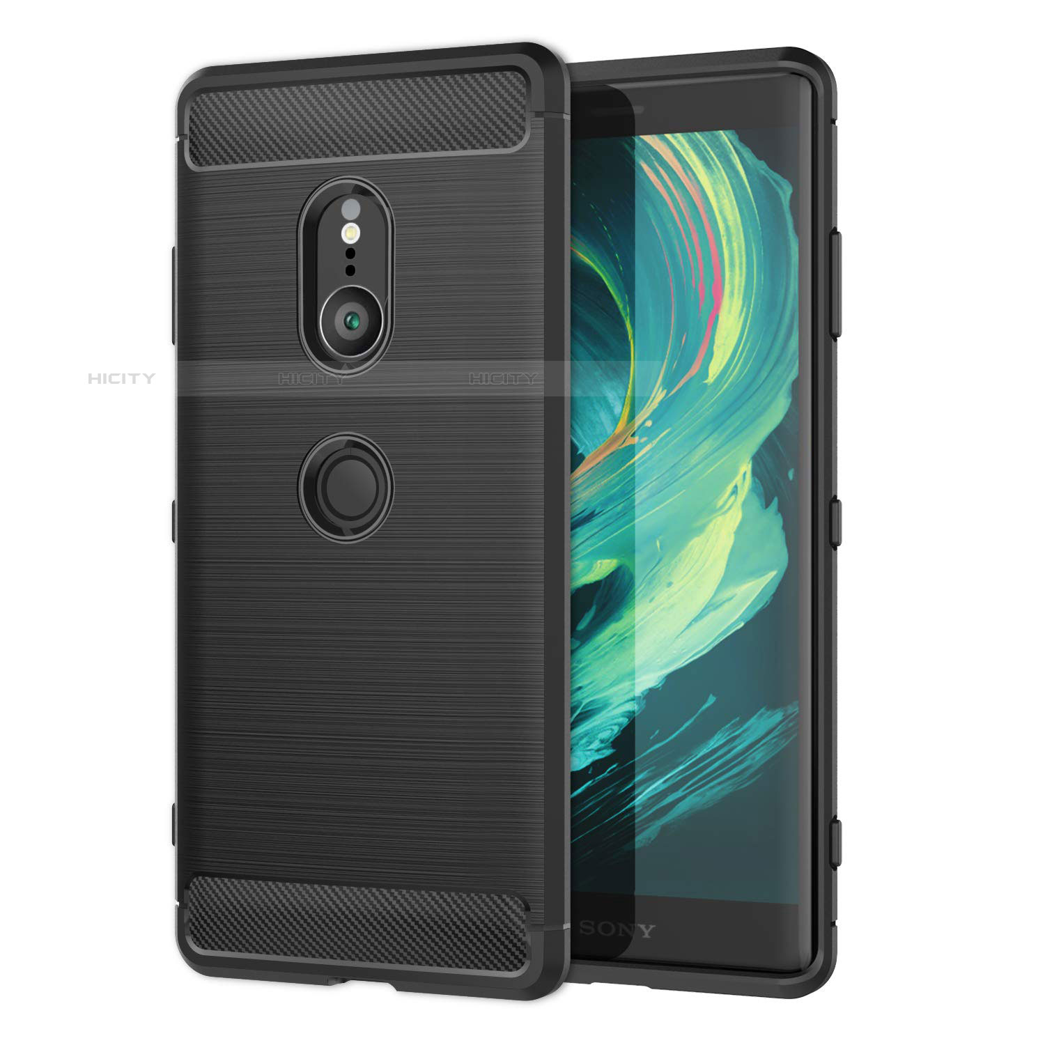 Coque Silicone Housse Etui Gel Serge pour Sony Xperia XZ3 Noir Plus