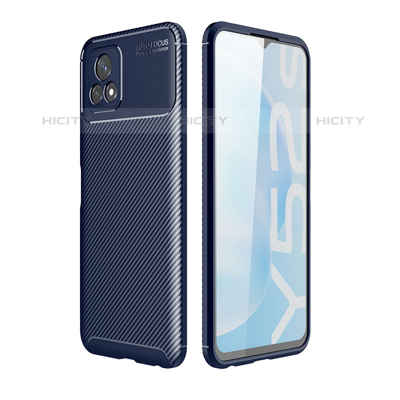 Coque Silicone Housse Etui Gel Serge pour Vivo Y52s 5G Bleu Plus