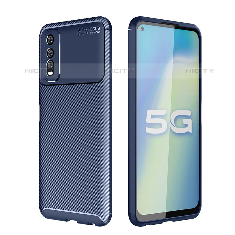 Coque Silicone Housse Etui Gel Serge pour Vivo Y70S 5G Bleu Plus