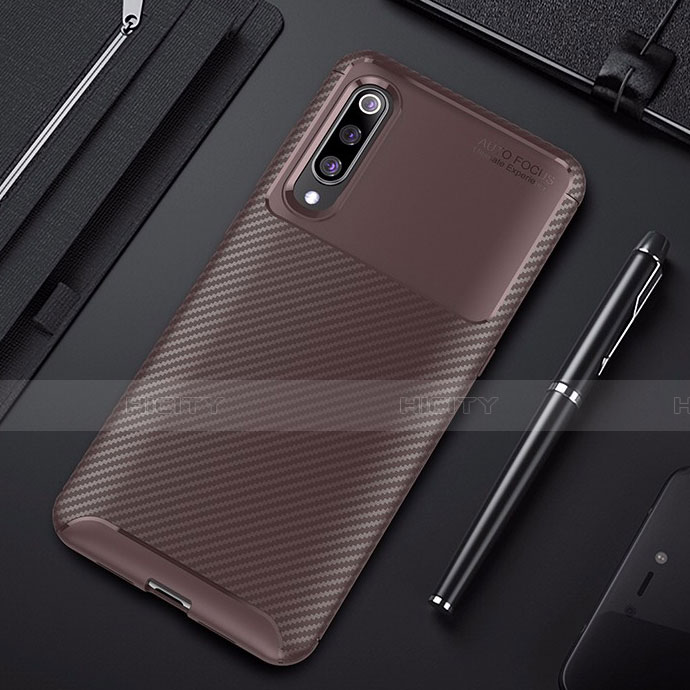 Coque Silicone Housse Etui Gel Serge pour Xiaomi Mi 9 Lite Marron Plus