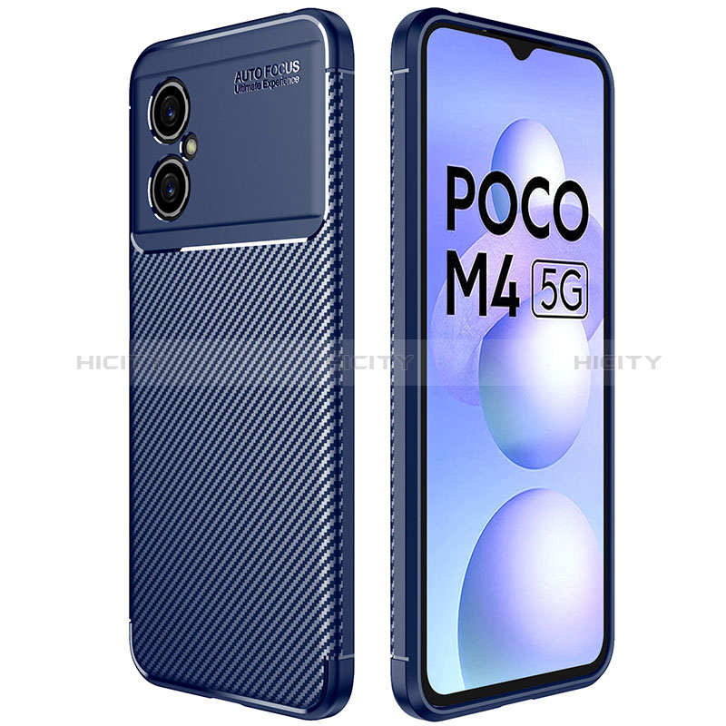 Coque Silicone Housse Etui Gel Serge pour Xiaomi Poco M4 5G Bleu Plus