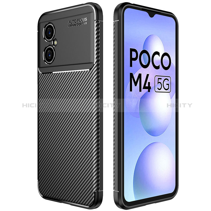 Coque Silicone Housse Etui Gel Serge pour Xiaomi Poco M4 5G Noir Plus