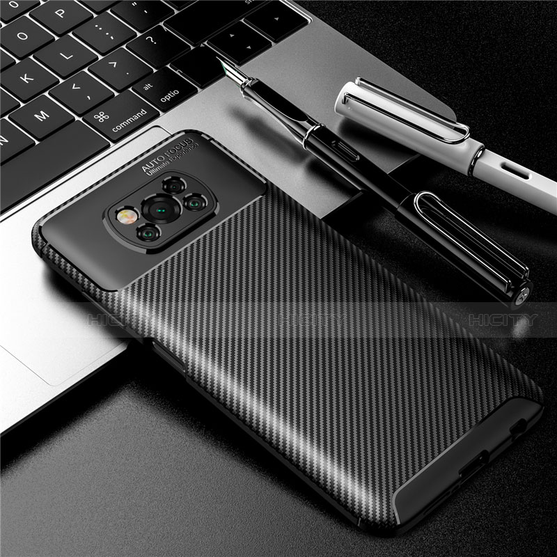 Coque Silicone Housse Etui Gel Serge pour Xiaomi Poco X3 Noir Plus