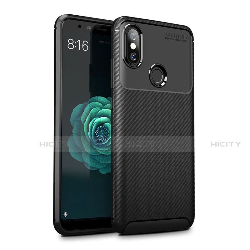 Coque Silicone Housse Etui Gel Serge pour Xiaomi Redmi 6 Pro Noir Plus