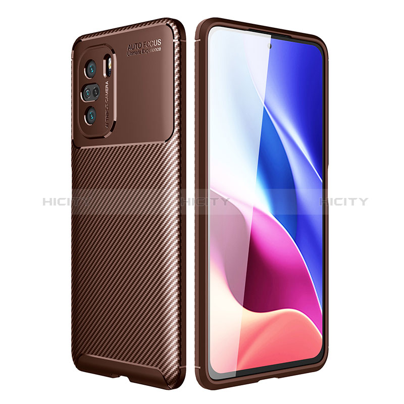 Coque Silicone Housse Etui Gel Serge pour Xiaomi Redmi K40 5G Marron Plus