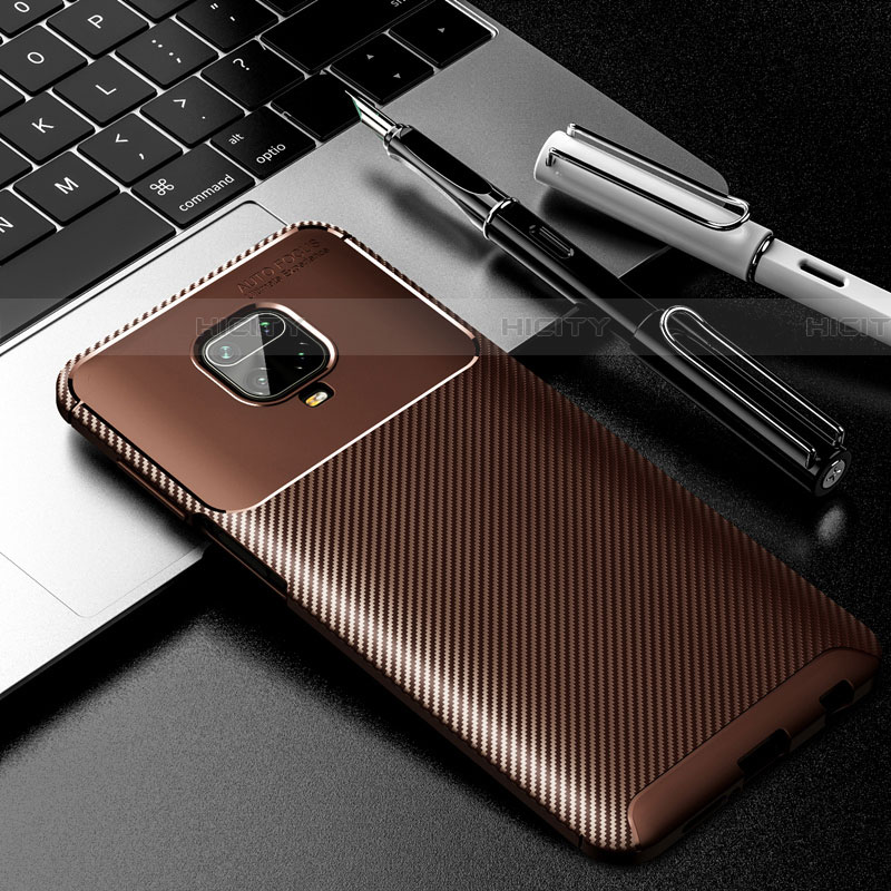 Coque Silicone Housse Etui Gel Serge pour Xiaomi Redmi Note 9S Marron Plus