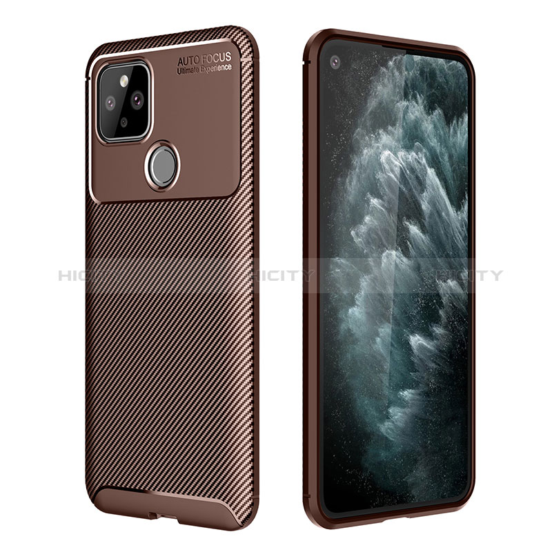 Coque Silicone Housse Etui Gel Serge QK1 pour Google Pixel 5 Marron Plus