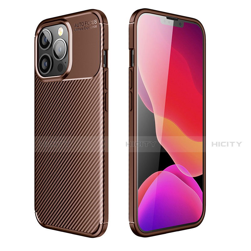 Coque Silicone Housse Etui Gel Serge S01 pour Apple iPhone 13 Pro Max Marron Plus