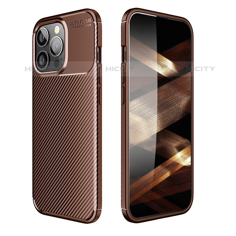 Coque Silicone Housse Etui Gel Serge S01 pour Apple iPhone 15 Pro Marron Plus