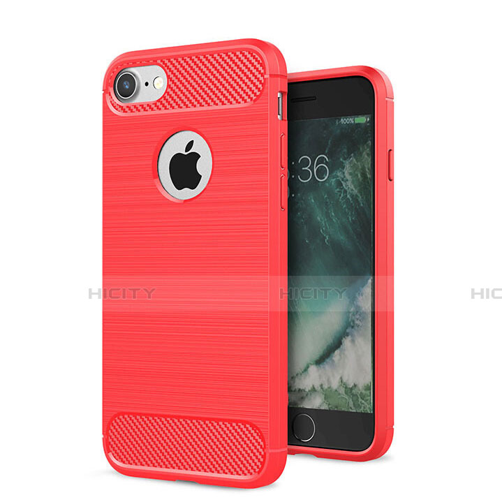 Coque Silicone Housse Etui Gel Serge S01 pour Apple iPhone 8 Rouge Plus