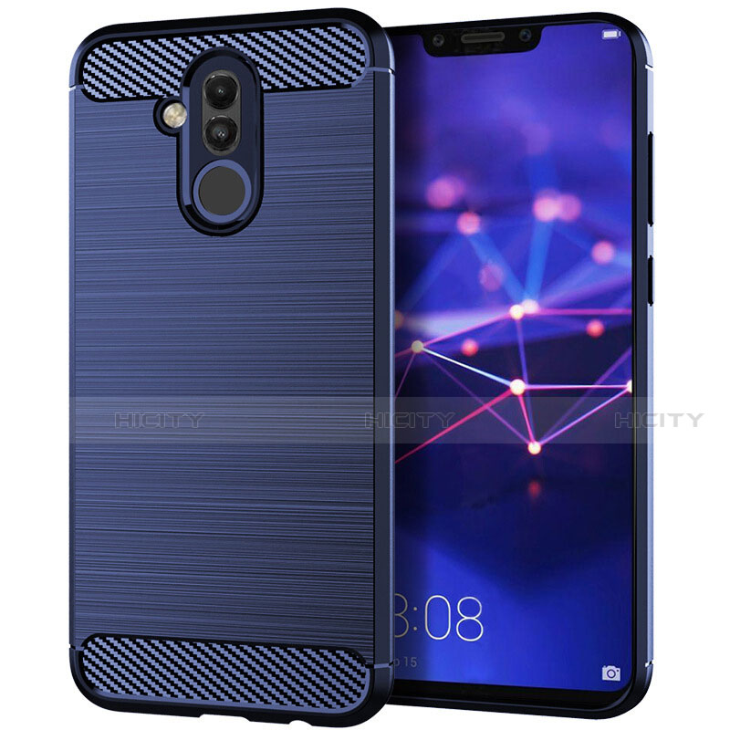 Coque Silicone Housse Etui Gel Serge S01 pour Huawei Mate 20 Lite Bleu Plus