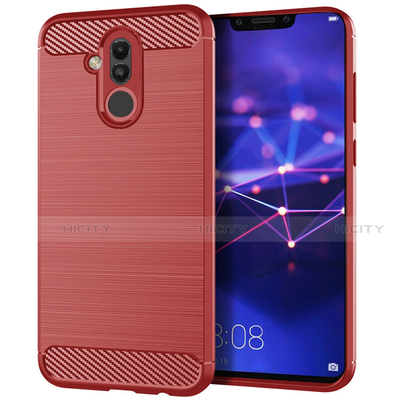 Coque Silicone Housse Etui Gel Serge S01 pour Huawei Mate 20 Lite Rouge Plus