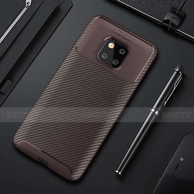 Coque Silicone Housse Etui Gel Serge S01 pour Huawei Mate 20 Pro Marron Plus