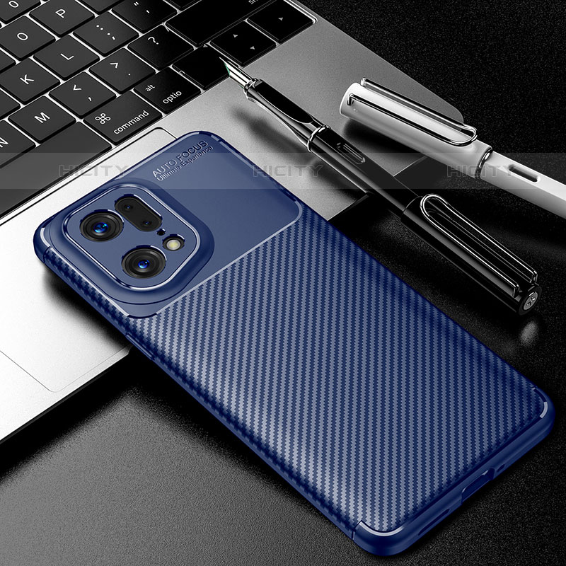 Coque Silicone Housse Etui Gel Serge S01 pour Oppo Find X5 Pro 5G Bleu Plus