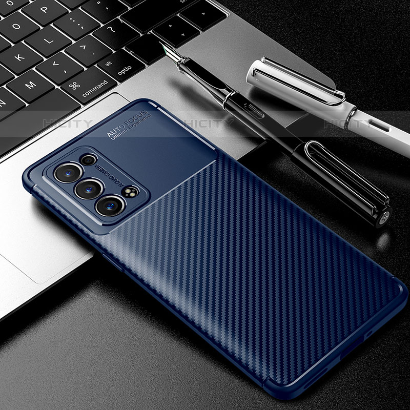 Coque Silicone Housse Etui Gel Serge S01 pour Oppo Reno6 Pro 5G Bleu Plus