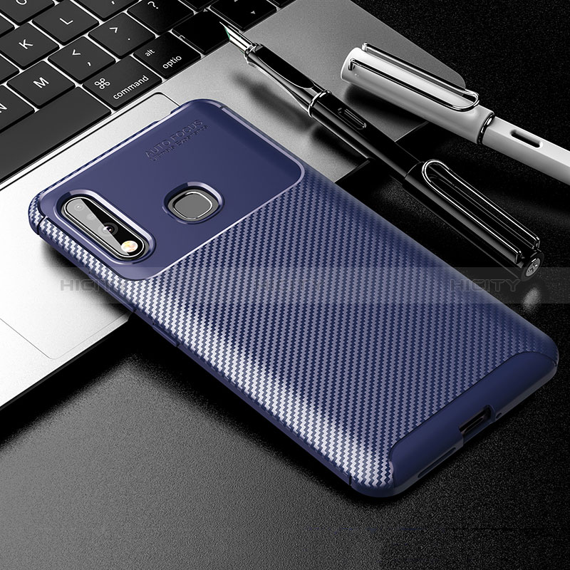 Coque Silicone Housse Etui Gel Serge S01 pour Samsung Galaxy A70E Bleu Plus