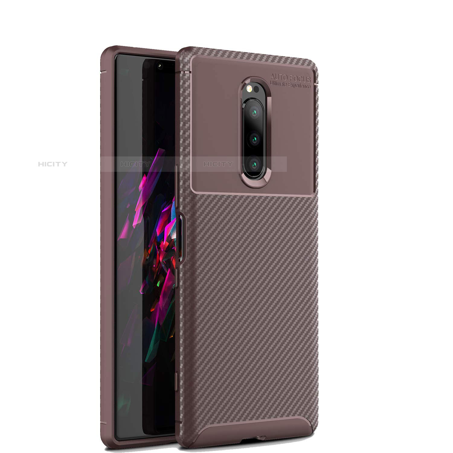 Coque Silicone Housse Etui Gel Serge S01 pour Sony Xperia 1 Marron Plus