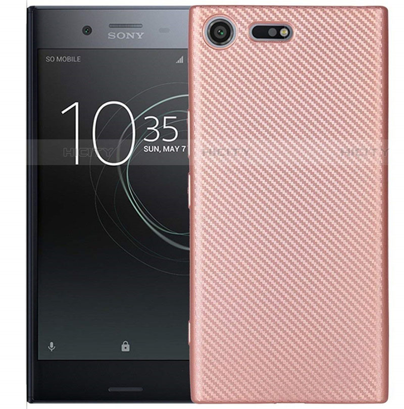 Coque Silicone Housse Etui Gel Serge S01 pour Sony Xperia XZ1 Compact Or Rose Plus