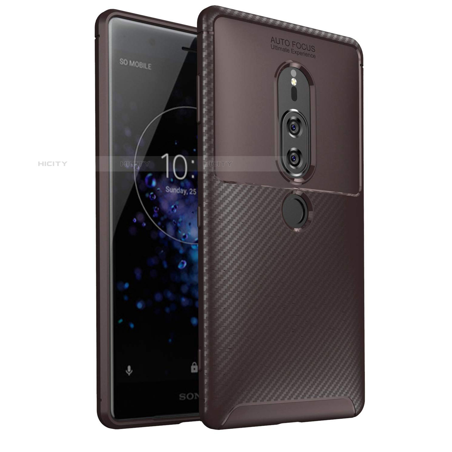 Coque Silicone Housse Etui Gel Serge S01 pour Sony Xperia XZ2 Premium Marron Plus