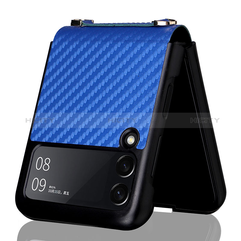 Coque Silicone Housse Etui Gel Serge S02 pour Samsung Galaxy Z Flip3 5G Bleu Plus