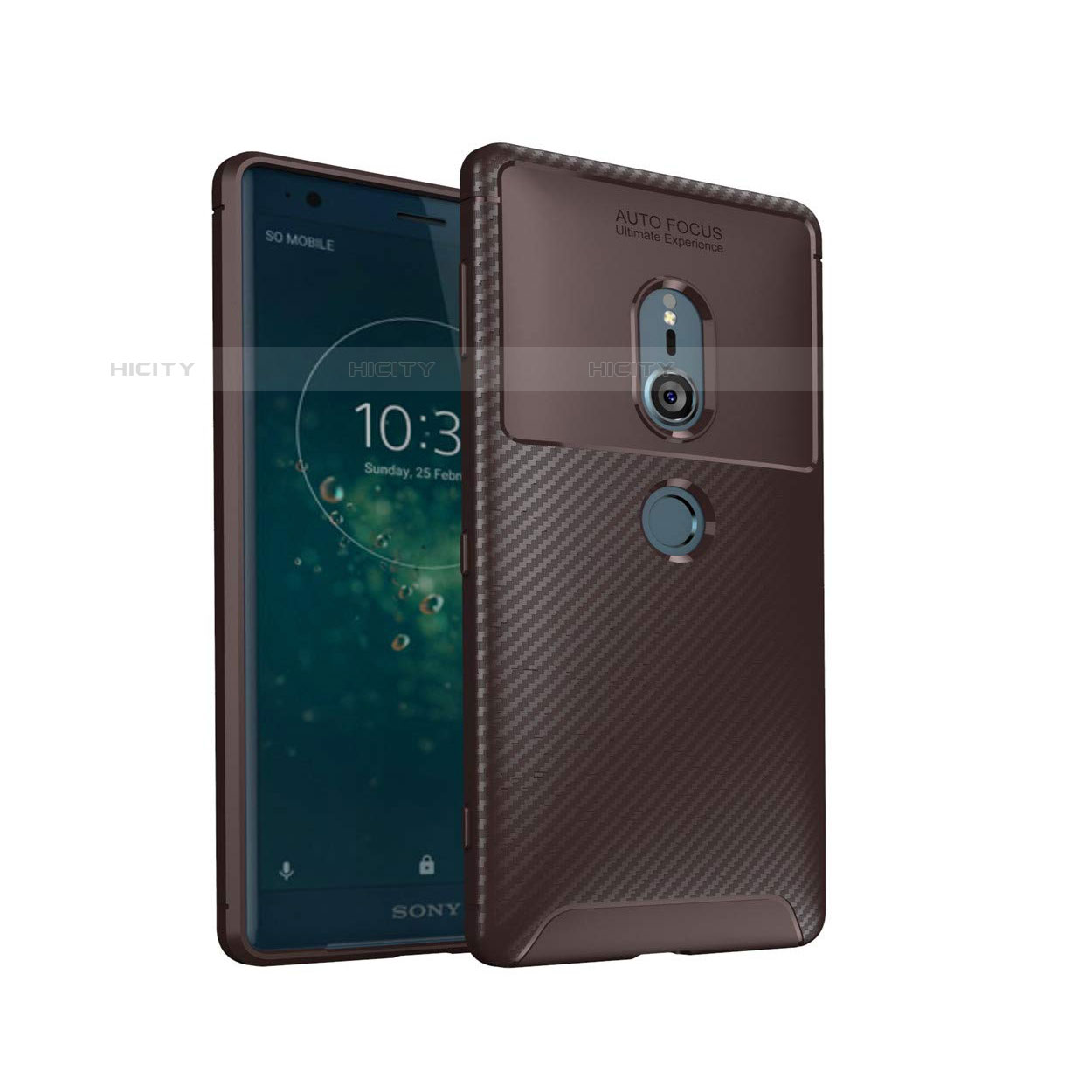 Coque Silicone Housse Etui Gel Serge S02 pour Sony Xperia XZ2 Marron Plus