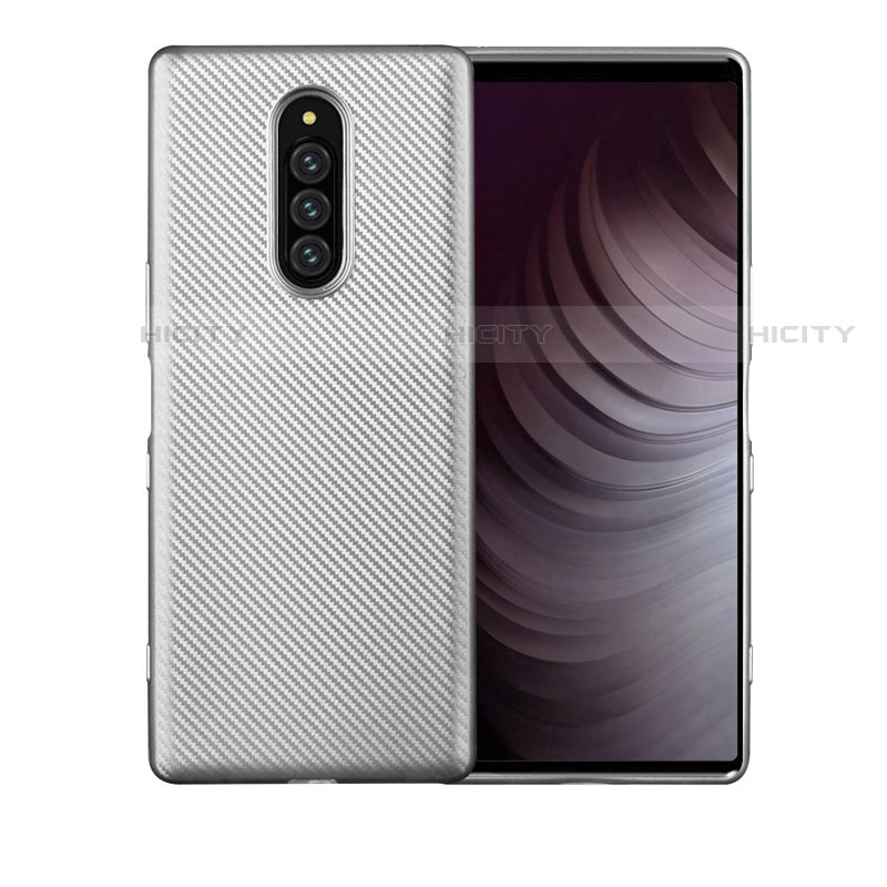 Coque Silicone Housse Etui Gel Serge T01 pour Sony Xperia 1 Argent Plus