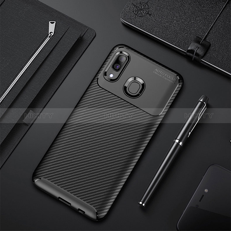 Coque Silicone Housse Etui Gel Serge WL1 pour Samsung Galaxy A40 Noir Plus