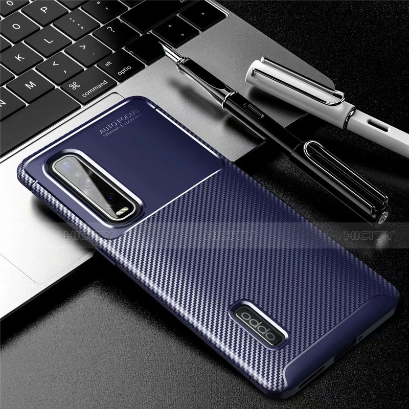 Coque Silicone Housse Etui Gel Serge Y01 pour Oppo Find X2 Pro Bleu Plus