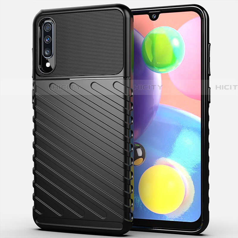 Coque Silicone Housse Etui Gel Serge Y01 pour Samsung Galaxy A70 Noir Plus