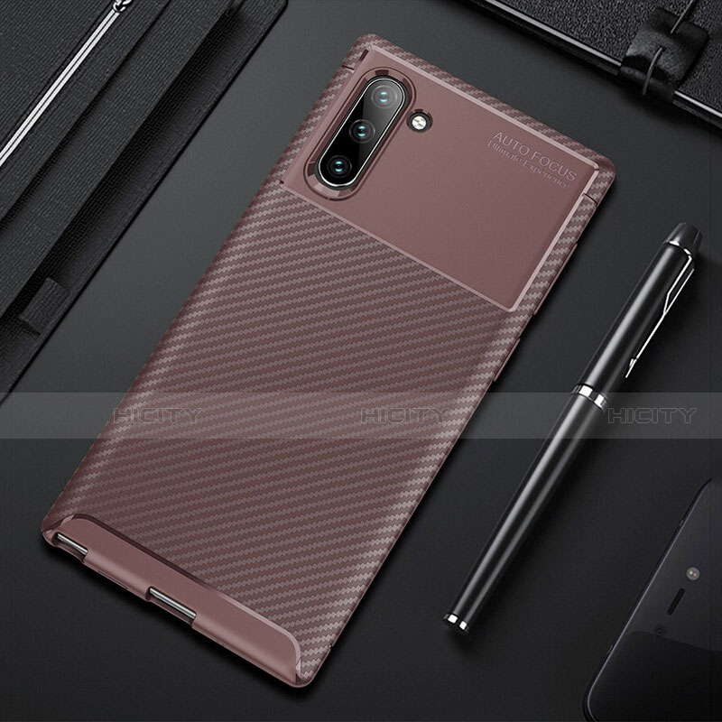 Coque Silicone Housse Etui Gel Serge Y01 pour Samsung Galaxy Note 10 Marron Plus