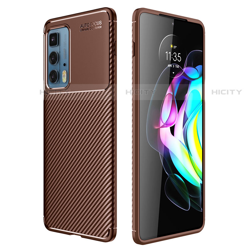 Coque Silicone Housse Etui Gel Serge Z01 pour Motorola Moto Edge 20 Pro 5G Marron Plus