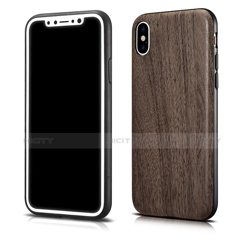 Coque Silicone Motif de Grain de Bois Souple Couleur Unie pour Apple iPhone Xs Max Gris Plus