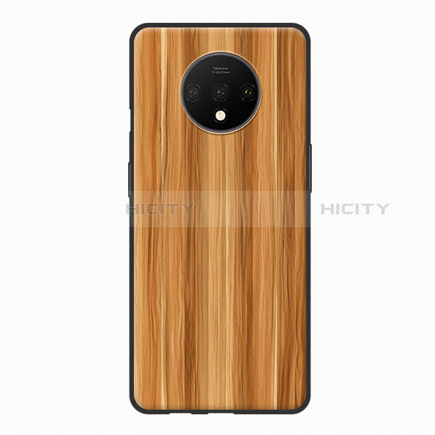 Coque Silicone Motif de Grain de Bois Souple Couleur Unie pour OnePlus 7T Orange Plus